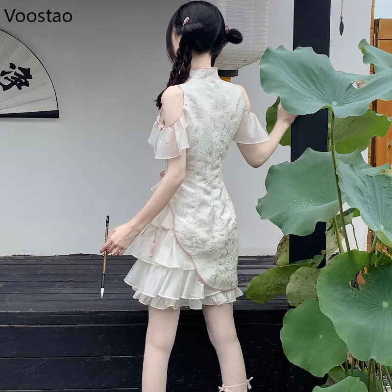 Kawaii Women Dress Vintage Cheongsam Sweet Slim Y2K Lolita Dress Gothic Girls Casual Fashion Harajuku Sexy Aesthetic Party Dress