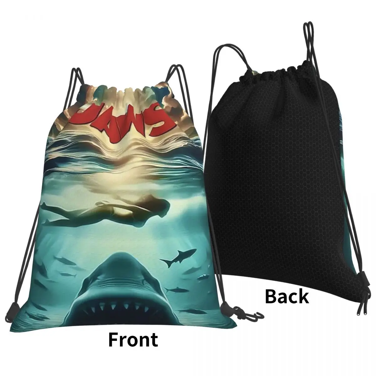 Jaws Horror Movie Backpacks Fashion Drawstring Bags Sports Bag Book Bags for Travel School