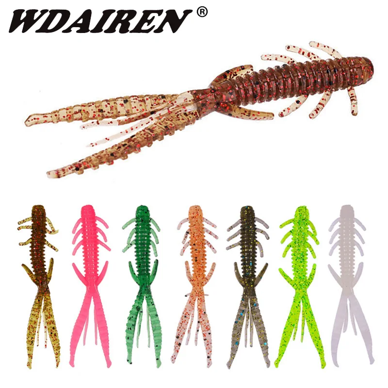 5PCS Salt Smell Silicone Shrimp Soft Lure 7.2cm 1.8g Artificial Rubber Insect Baits Wobblers for Bass Carp Pesca Fishing Tackle