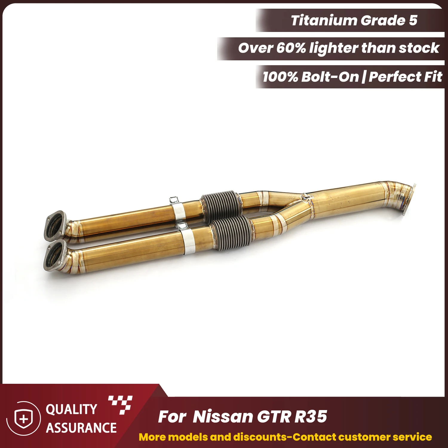 

ECCF Titanium Y Pipe Exhaust For Nissan GT-R R35 Performance Upgrade Aggressive Sound Easy Installation
