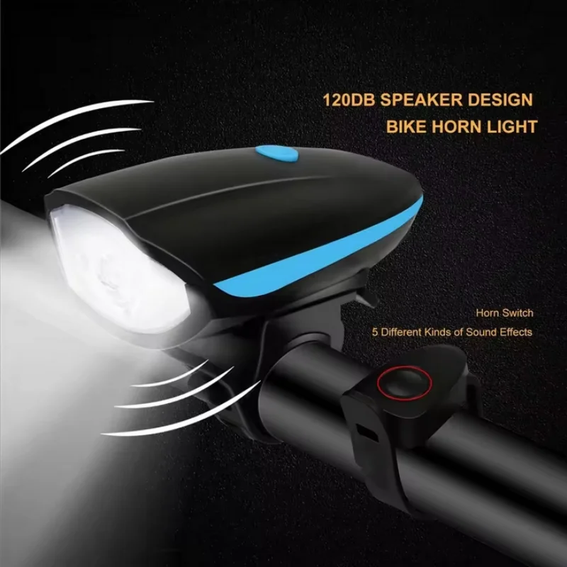 

USB Rechargeable Bicycle Light Bike Front Light Waterproof Night Riding Bicycle Headlight With Horn