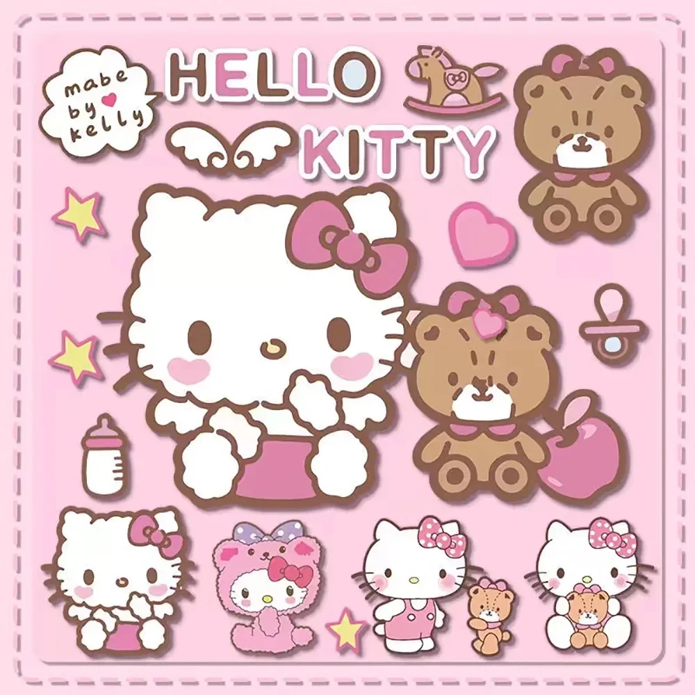 Sanrio Hellokitty Hundred Patch Magic Adhesive Cloth Kawaii Anime Camera Wrap Makeup Bag Self-adhesive With Hundred Sticks Gifts