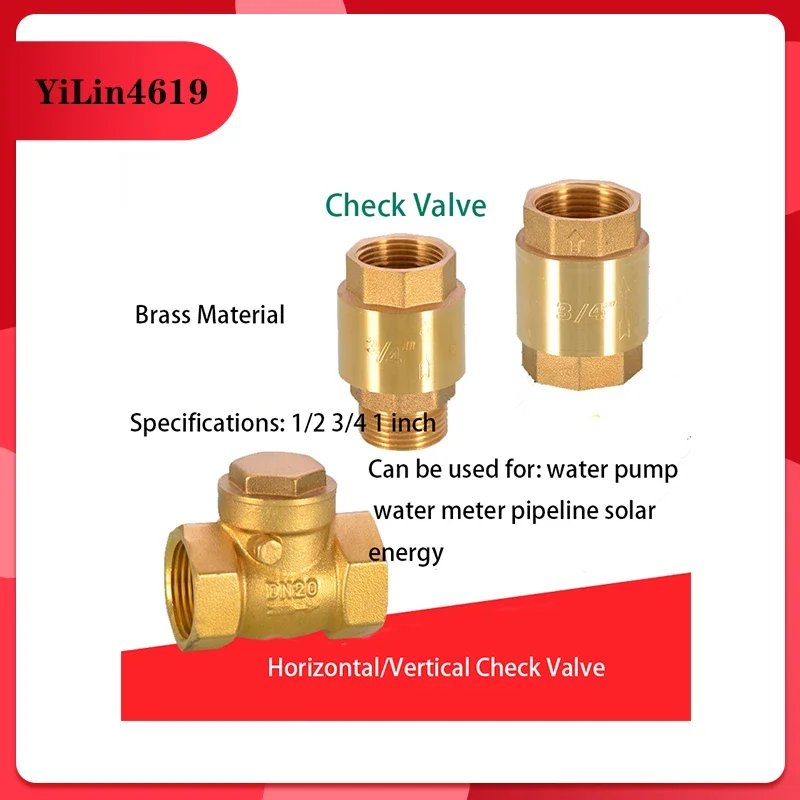 

Copper 1/2IN discrete check valve spring check valve 3/4IN 1 inch Thread horizontal check valve