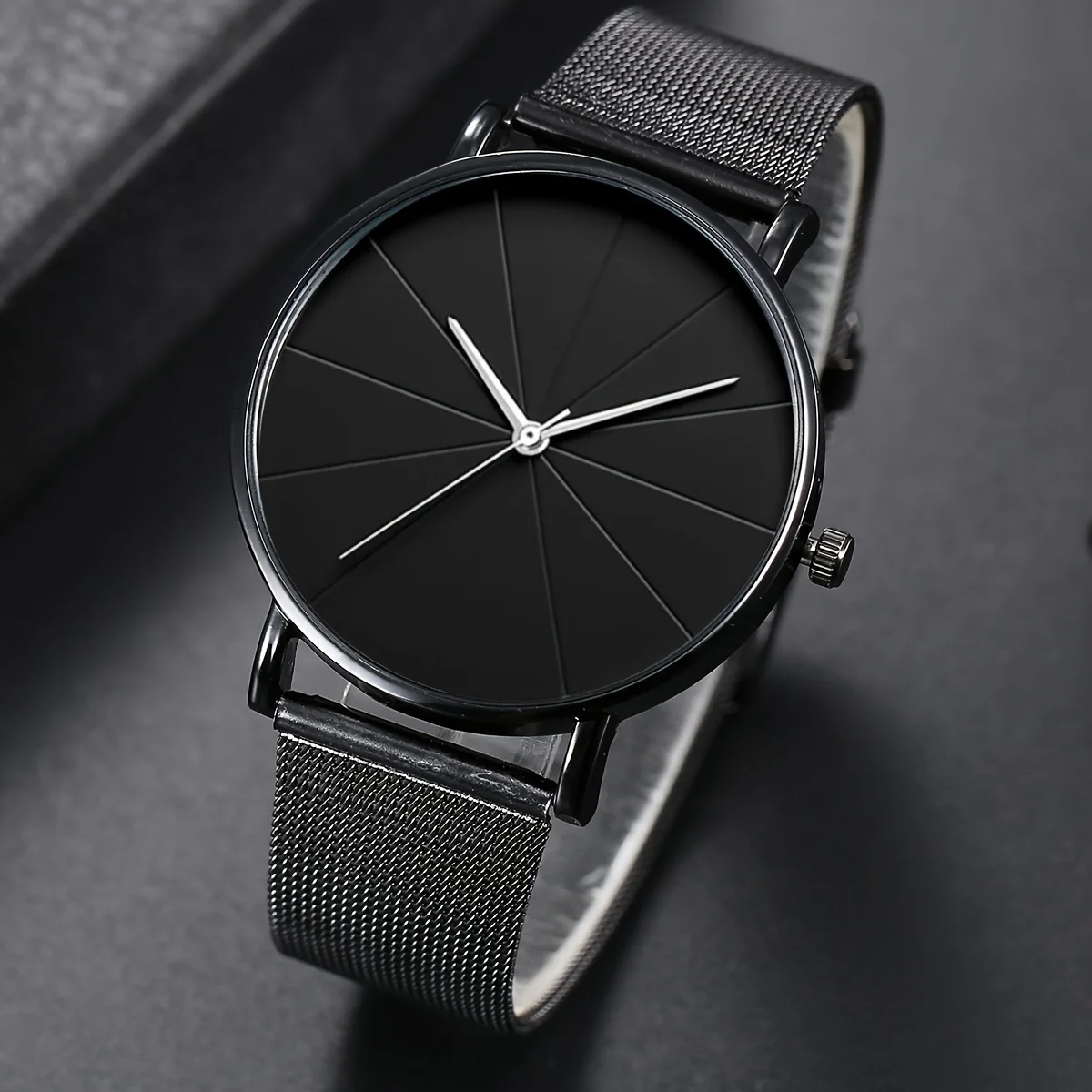 1pc Men's Simple Scale Quartz Mesh Strap Watch, Ideal choice for Gifts