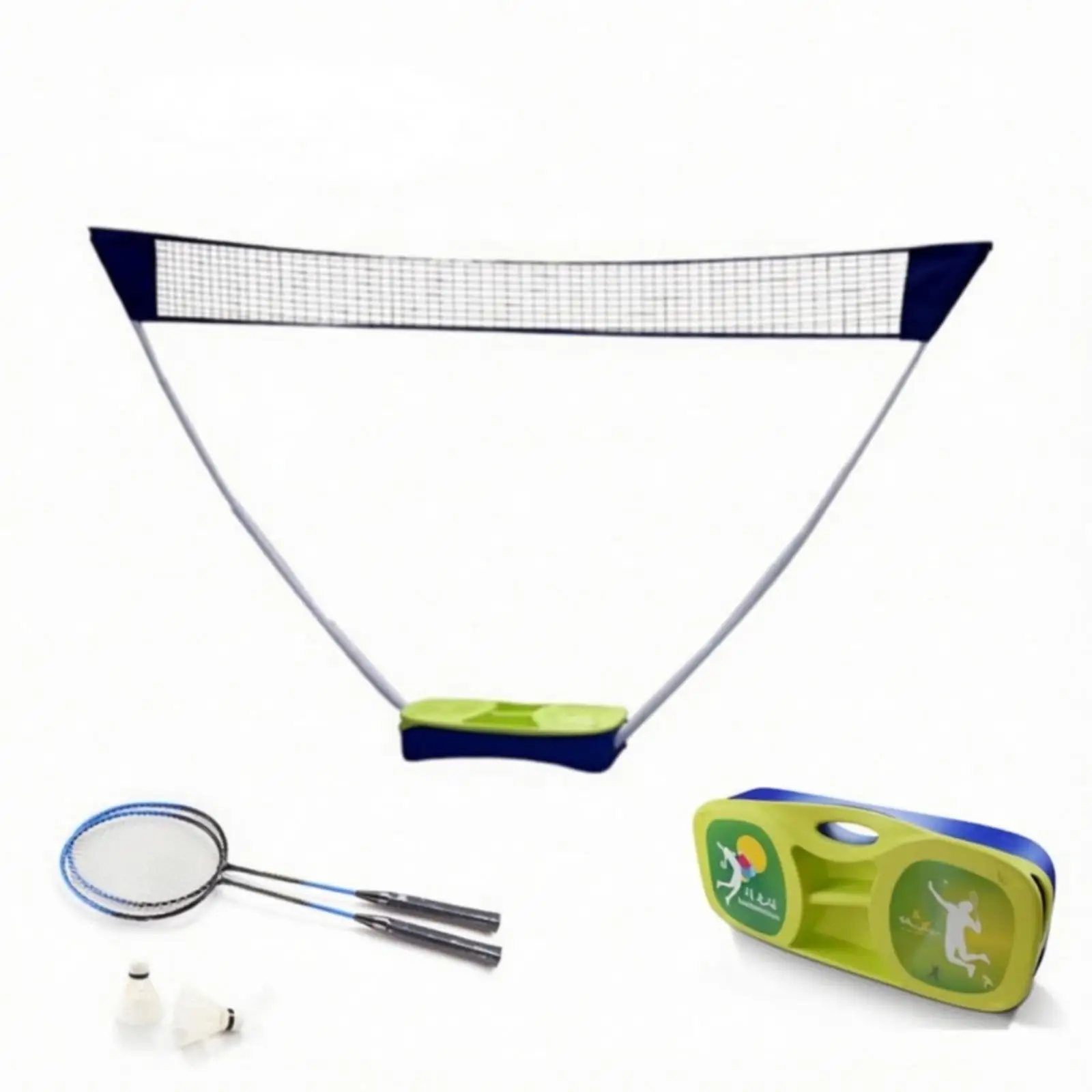 Badminton Net with Stand Foldable Badminton Pole System Movable for Backyard