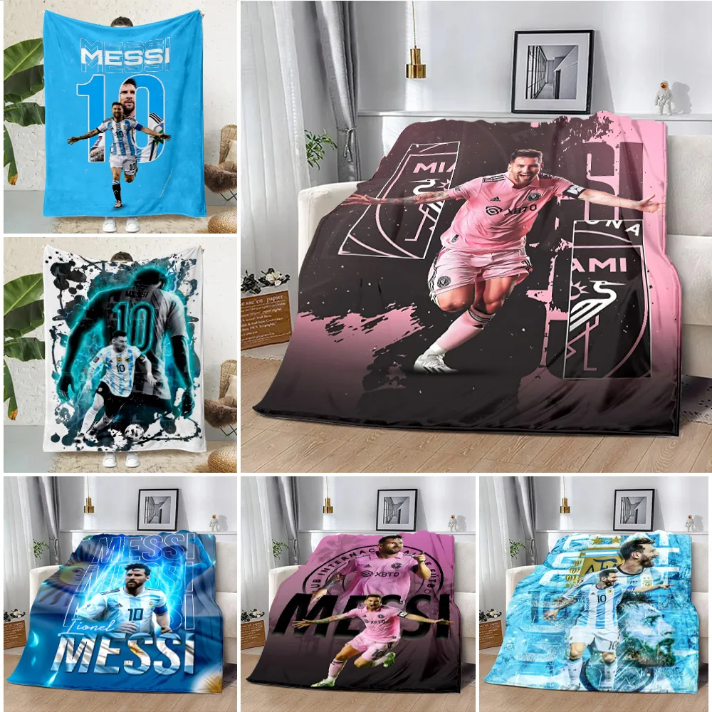 Printed Blanket Football star M-MessiS Picnic Blankets Warm Blanket Soft and Comfortable Blanket Home Travel Birthday Gift