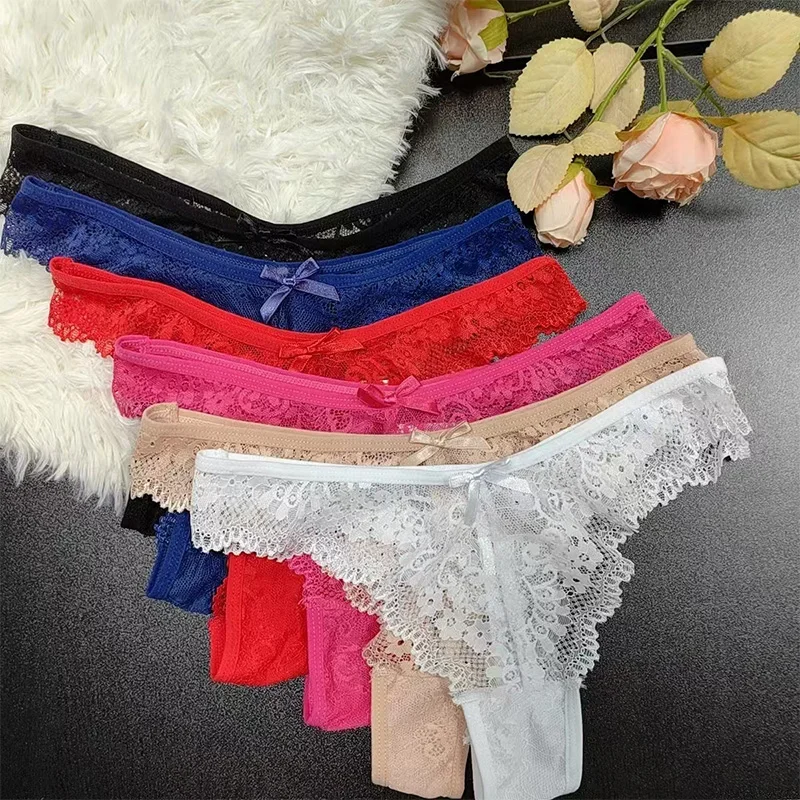 

Sexy G-string Femme Lace Jacquard Thong Panties Women Temptation Cotton Base Underpants Wholesale Items for Resale in Bulk