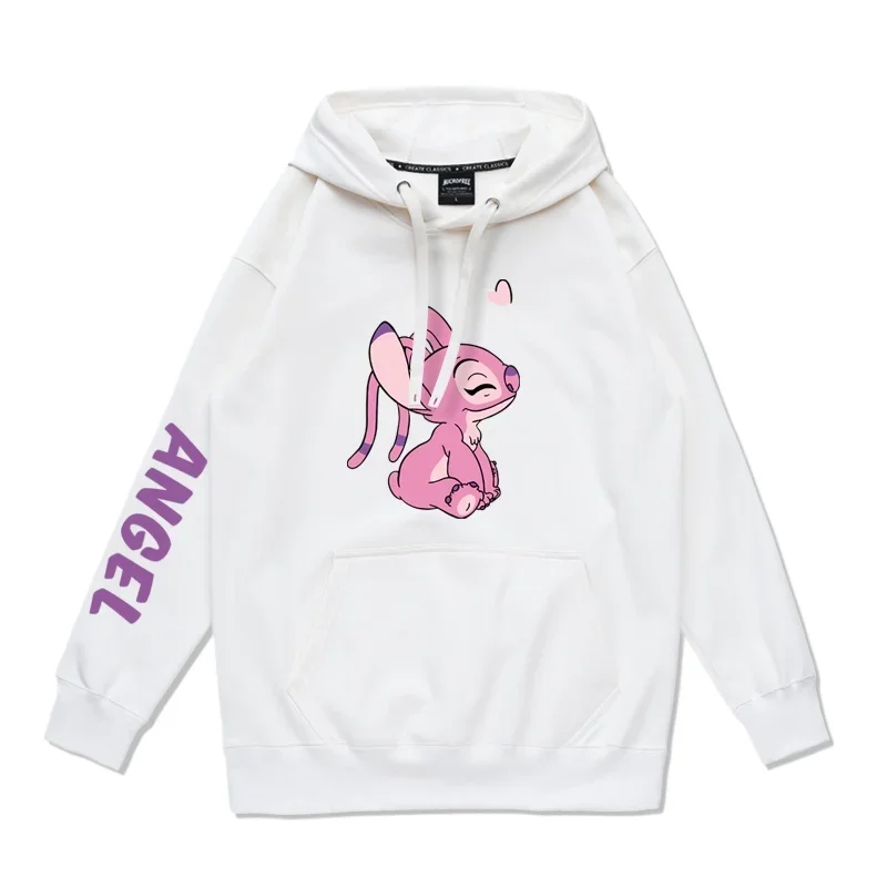2024 Spring Autumn Winter Disney Stitch Cartoon Couple Hoodie for Women Thin Loose Hooded Pullover for Men and Women