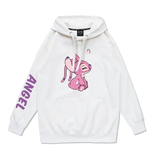 Imagen 2 del producto Sudadera con capucha de pareja de dibujos animados de Disney Stitch para mujer, jersey holgado con capucha para hombres y mujeres, moda de otoño e invierno, ropa sencilla para el Campus