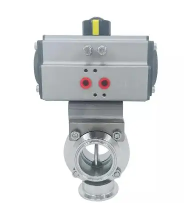 SS304 SS316L Stainless Steel Air to Air Pneumatic Actuator Tri Clamp TC Hygienic Sanitary Butterfly Valve for Milk Alcohol Beer
