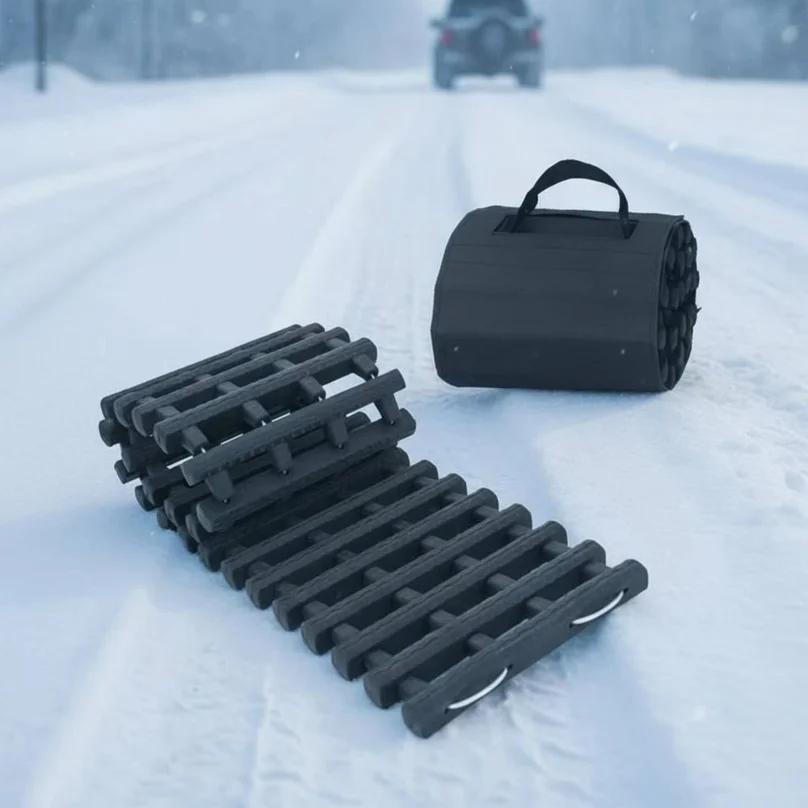 Heavy Duty Recovery Tracks for Vehicle 2 Pack Portable Traction Mats for Tire Grip on Loose Snow Sand Mud Ground