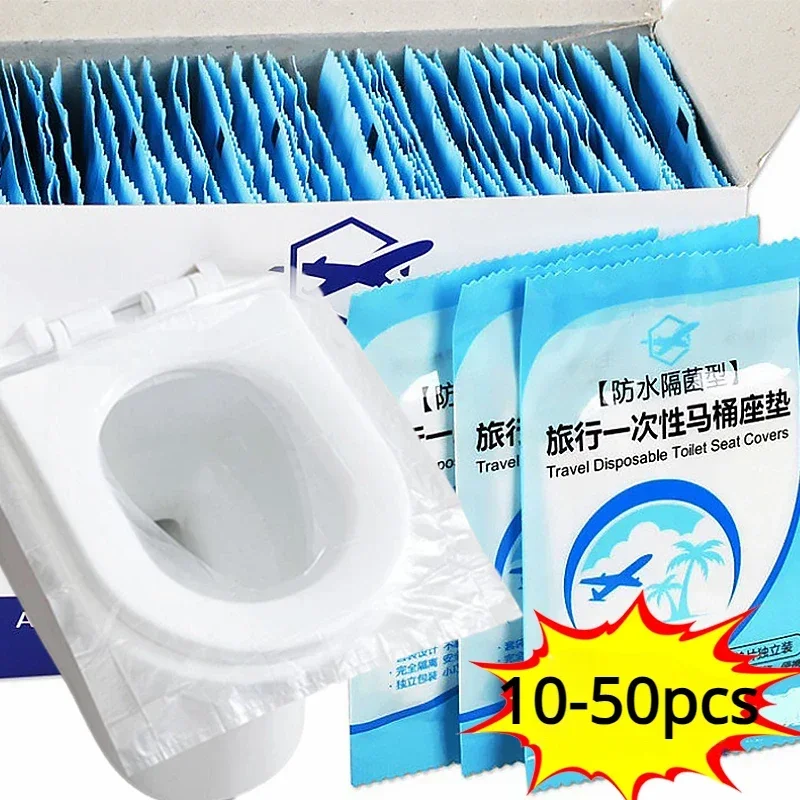 10-50 pçs acessórios do banheiro assentos de toalete descartáveis capa portátil viagem almofada de papel conjunto assentos tigela produtos de banheiro casa
