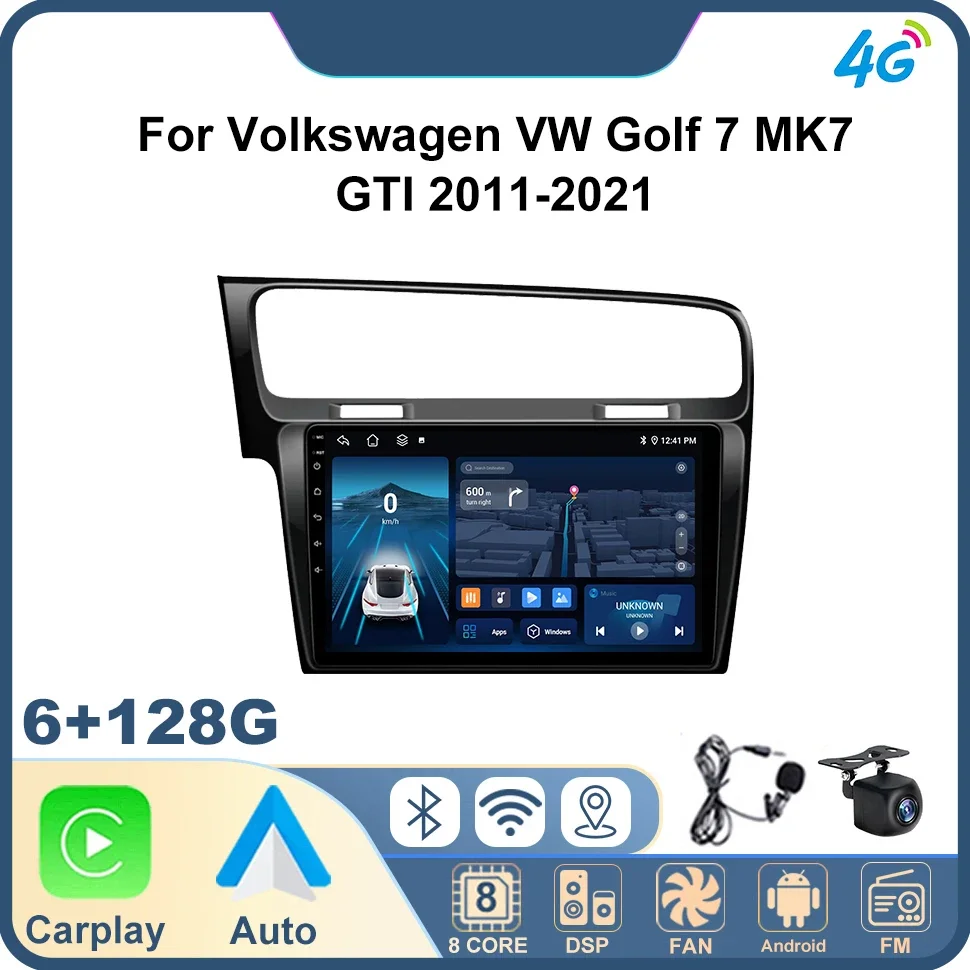 

Автомобильное радио Android для Volkswagen VW Golf 7 MK7 GTI 2011-2021 Carplay, автомобильный стерео мультимедийный плеер, 2Din, головное устройство, автомобильное аудио