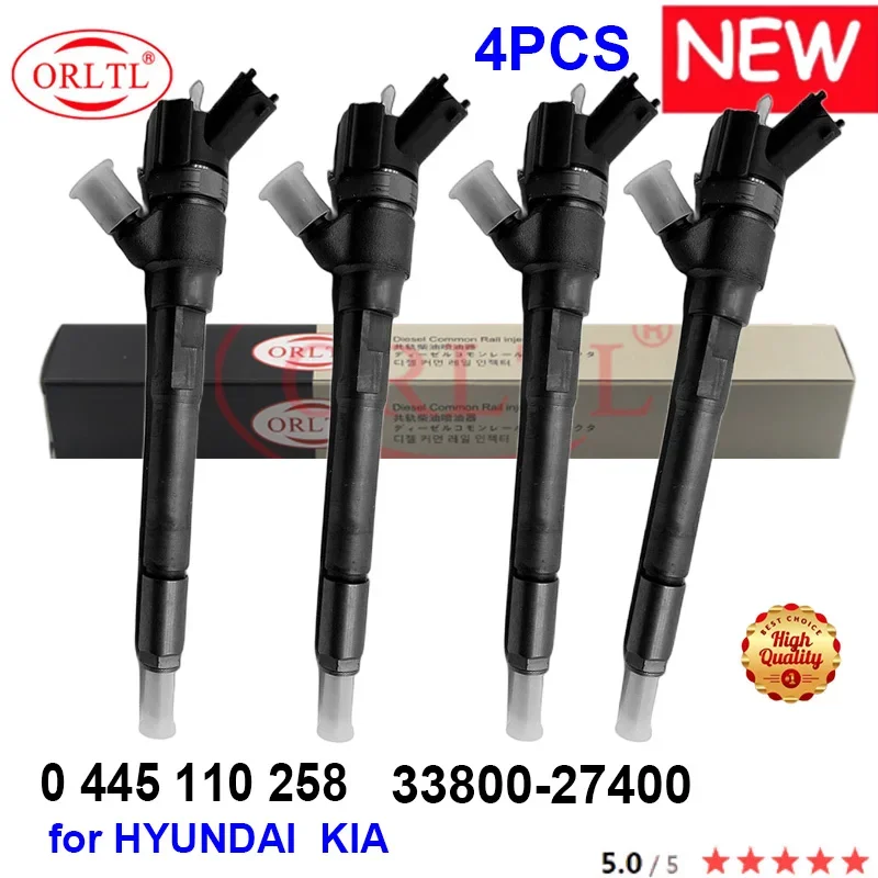 

ORLTL 33800-27400 0 445 110 258 0445110258 3380027400 33800 27400 0986435156 Genuine Diesel Fuel Injector for HYUNDAI KIA 4pcs