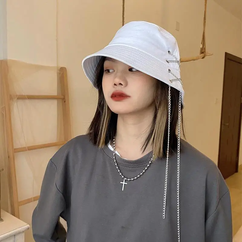 Hip Hop Chain Parent-child Street Dance Big Brim Fisherman Hat Chic Japanese Cool Kids Handsome Fisherman Hat  Cool Couple Hat