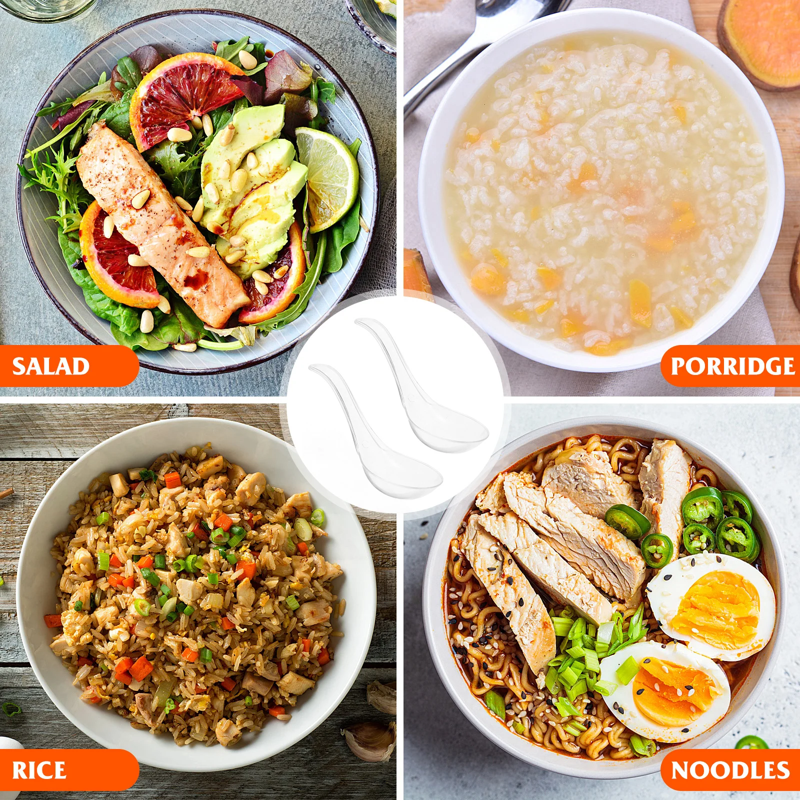 

100Pcs Thickened Reusable Plastic Soup Spoons Heavy Duty Clear Spoons for Party Dessert Ice Cream Yogurt for Dessert