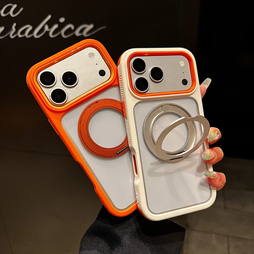 Clear Armor Magnetic For Magsafe Case For iPhone 18 17 16 15 14 Plus 13 12 Pro Max Wireless Charge 360° Stand Holder Cover Funda