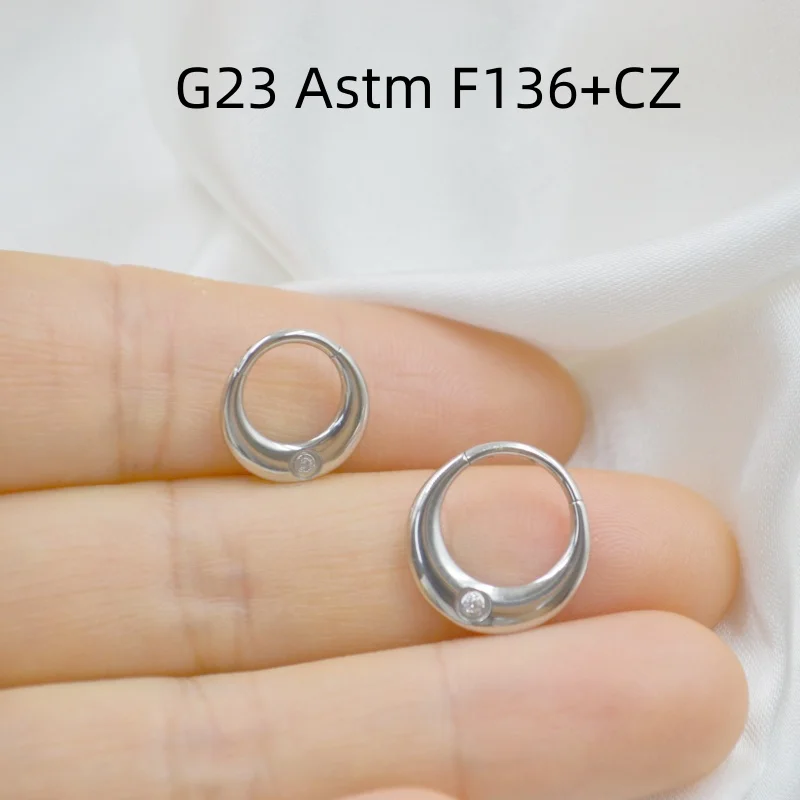 

10pcs G23 ASTM F136 Titanium Moon Gems Nose Hoop Septum Clicker Ring Earring Lip Ear Tragus Helix Cartilage Body Piercing NEW