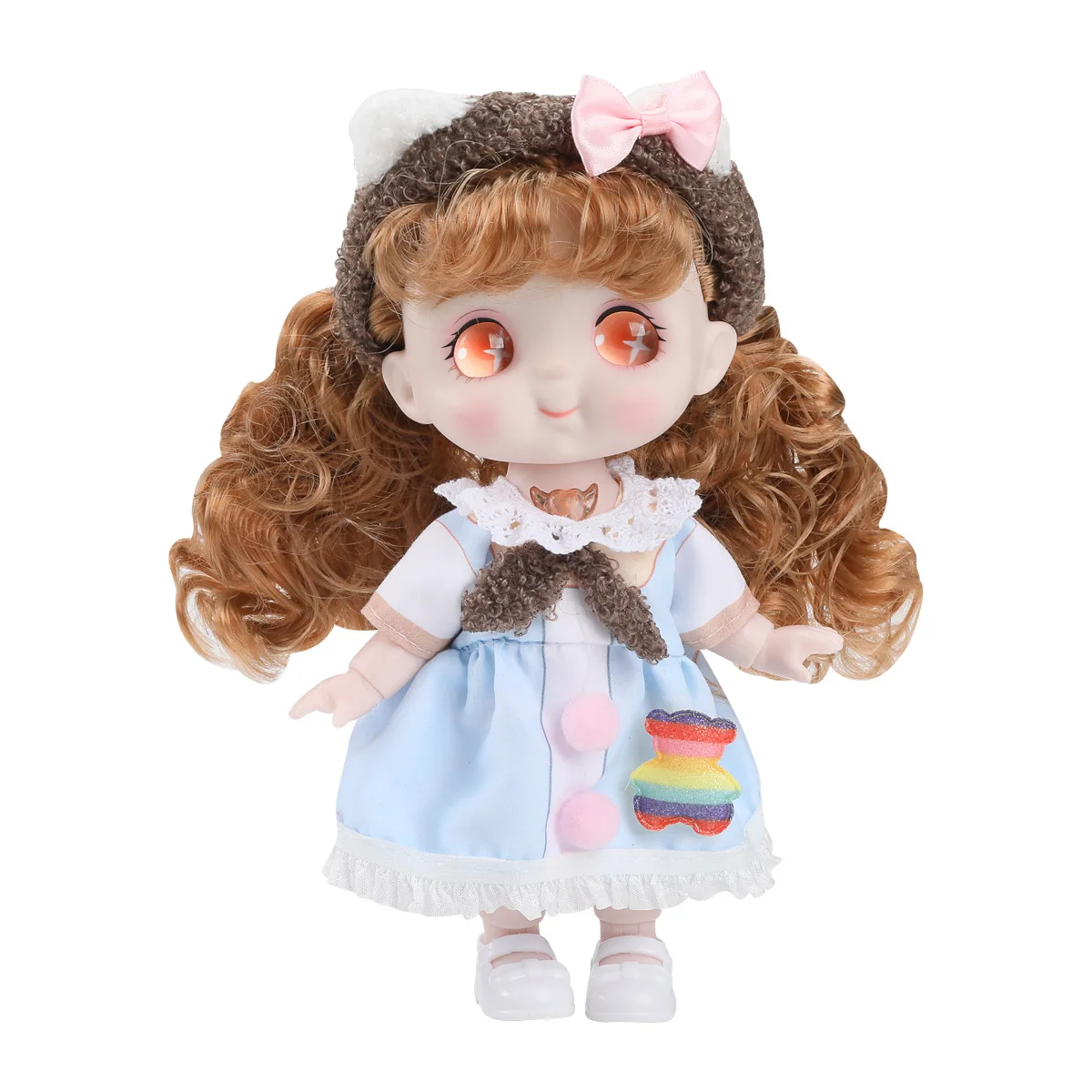 Kids Dolls Toys 23cm Multi-jointed Fashion Cute Doll Cute Expression With Stereoscopic Glass Eye Doll For Girls Holiday Toy Gift