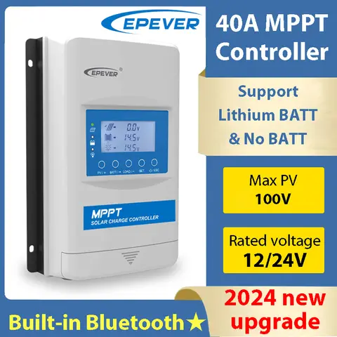 40A MPPT 내장 Bluetooth 태양광 충전 컨트롤러 12/24V 배터리 자동 식별 EPEVER XTRA4210N G3 BLE Max PV 100V