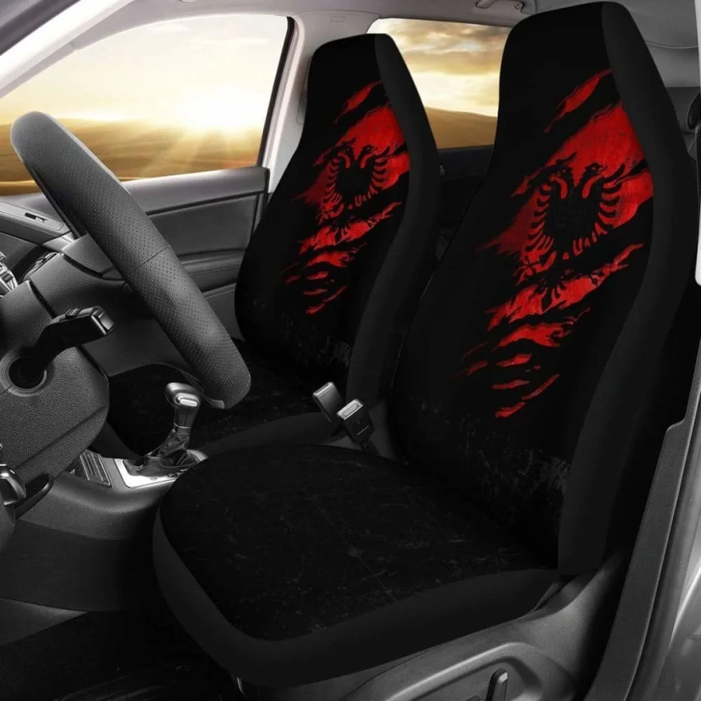 Albania In Me Car Seat Covers Special Grunge Style (Set Of Two),Pack of 2 Universal Front Seat Protective Cover