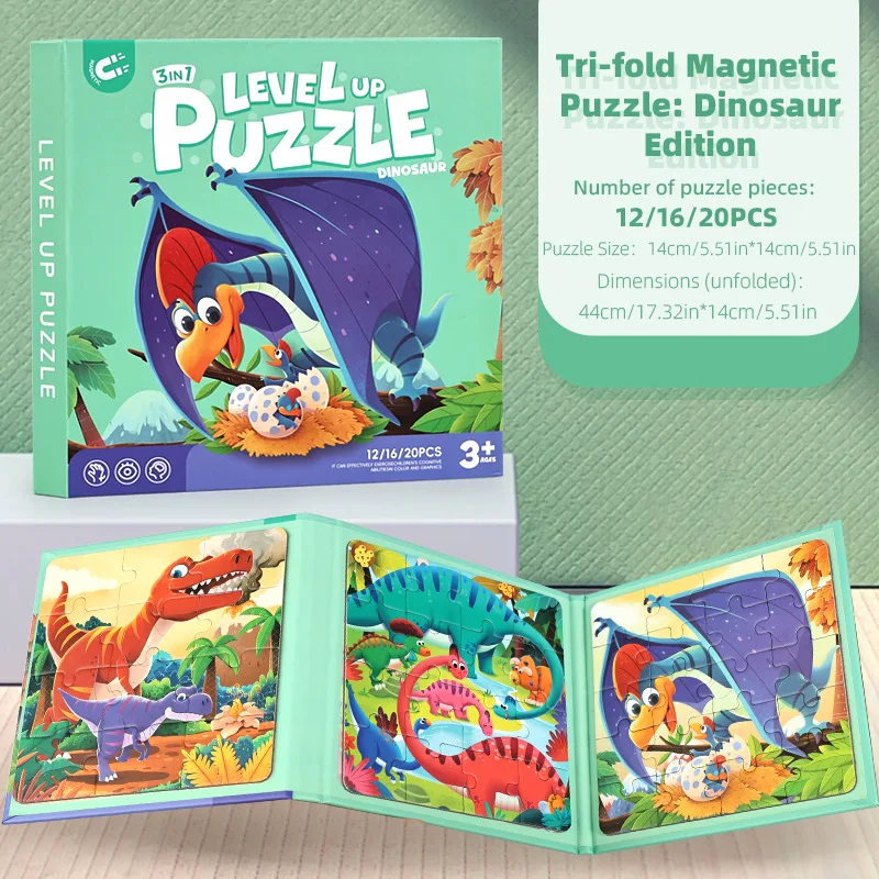Magnetic Puzzles Portable Book Vehicle Ocean Dinosaur Jigsaw Montessori Early Education With Magnet Boys Girls Toys For Children