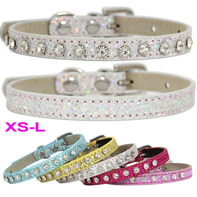 Super Shining Diamond Rhinestone Cat Collar Puppy Baby Dog Cat Collar Leather Strap Kitten Accessories Puppy Collar Cat harness