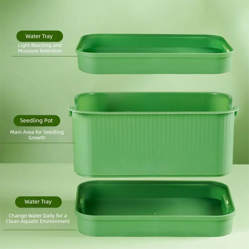 Seed Sprout Tray Garden Hydroponic Sprouting Box for Pea Bean Peanut Reusable Rectangle Seedling Trays with Drainage Holes