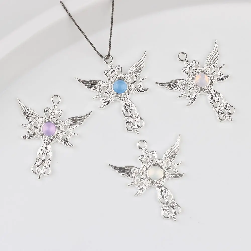 10Pcs/lot Devil Wing Cross Charm DIY Jewelry Accessories Alloy Resin Pendant Necklace Earring