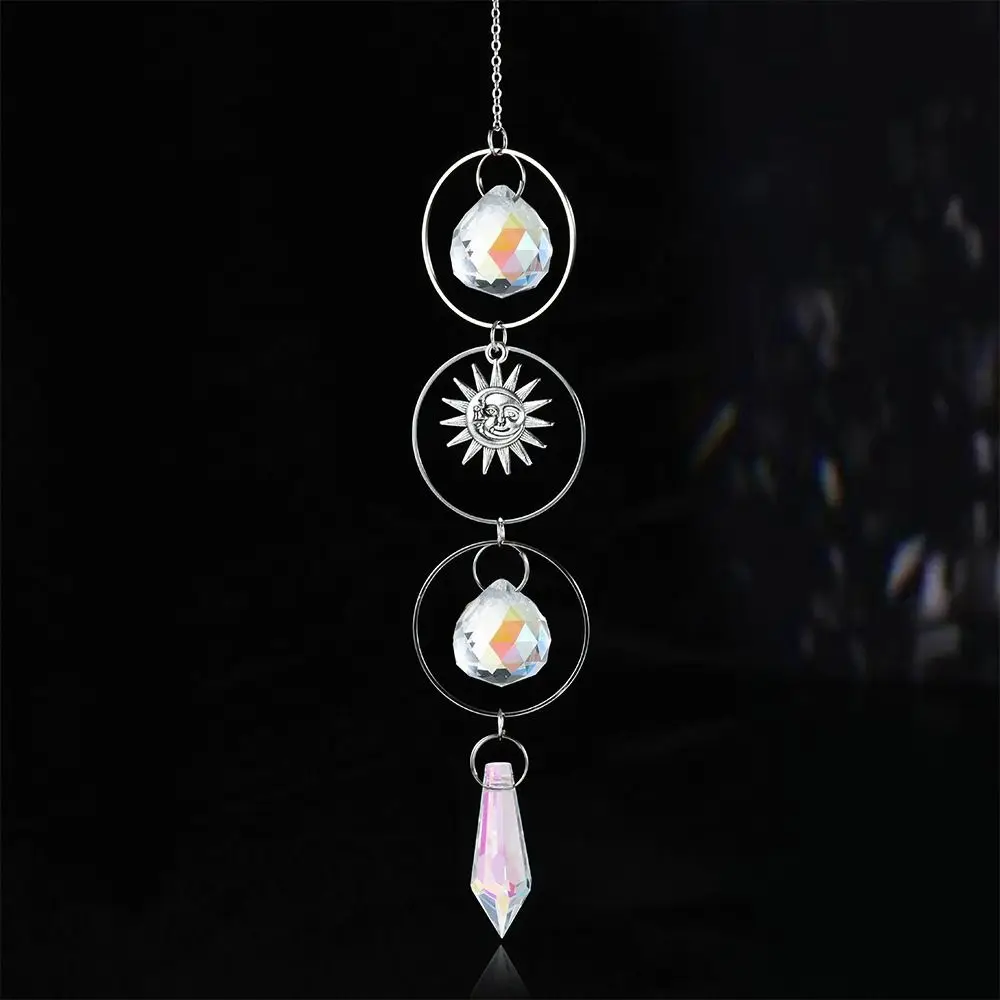 Fashion Rainbow Maker Sun Catcher Home Garden Decor Sun Moon Planet Crystal Pendant Light Catching Crystal Wind Chimes Outdoor