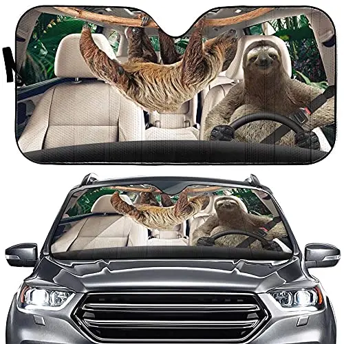 PASSE, Sloth Driver Front Window Windshield Sun Shade,Hylaea Auto Sun Cover,Animal Automotive Sunshade Anti-Sunlight Visor Truck