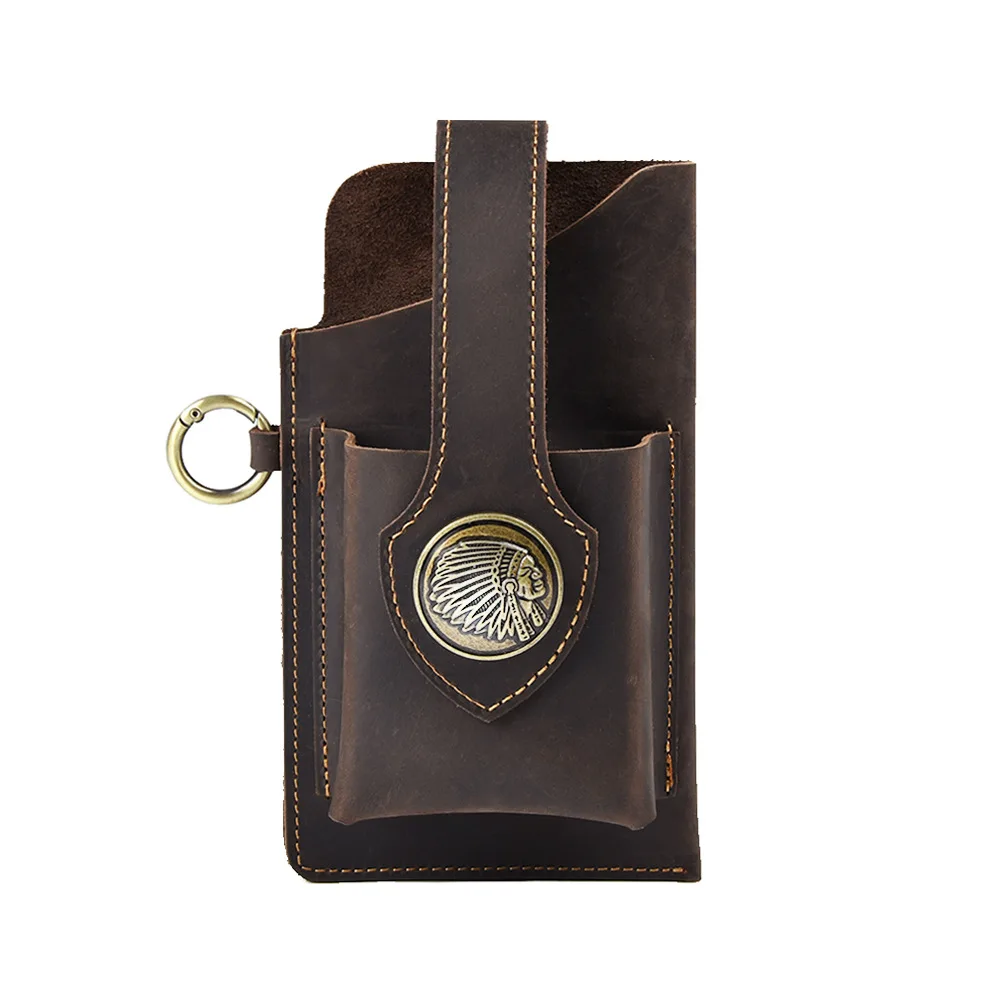 

Genuine Leather Waist Bag Cellphone Loop Holster, Men's Vintage Fanny Pack Card Pocket Wallet Portable Travel Wallet Phone Case
