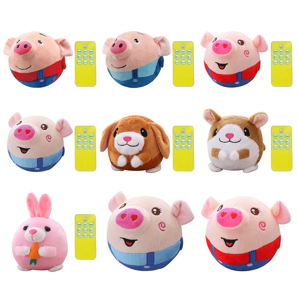 Cartoon Pig Dog Ball Washable Talking Moving Dog Ball Toy USB Rechargeable Pet Bouncing Balls for Dogs Cats