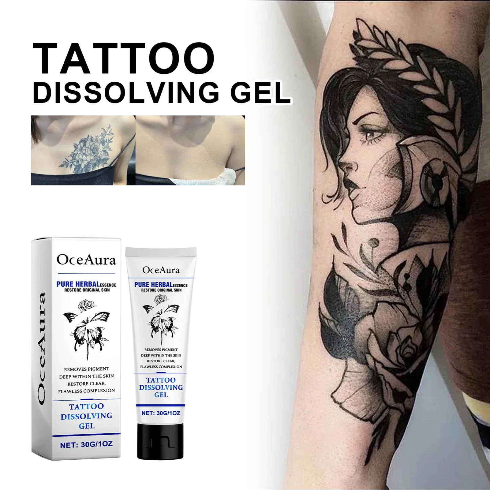 30g Tattoo Dissolving Gel Plant Extract  Cleaner Gel Fast Effective Professional Tattoo Removal Cream For Post Care