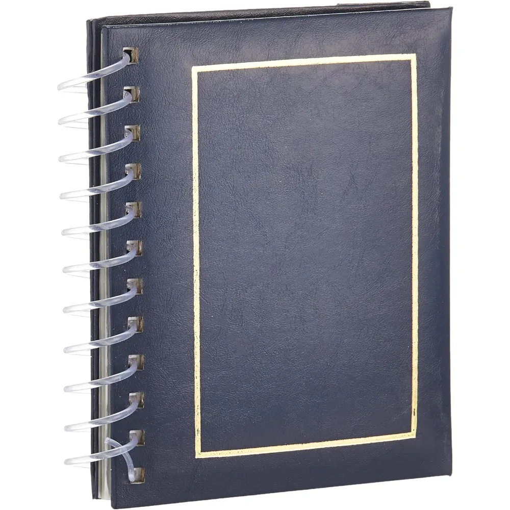 

Photo Albums 50 Pocket Spiral Bound Leatherette Mini Photo Album Easel for 4 by 6-Inch Prints, Navy Blue