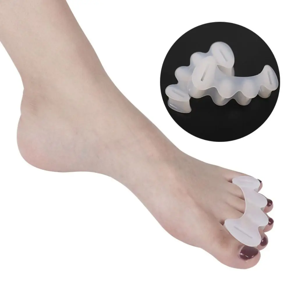 2Pcs=1Pair 3 Hole Toe Finger Separator Orthopedic Spacers Silicone Hallux Valgus Hammer Foot Corrector Foot Care Tools