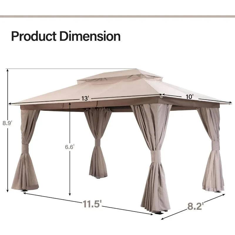 شرفة فناء خارجية مقاس 10 × 13 بوصة مع مسامير توسيع، مأوى خيمة حفلات شرفات المراقبة شديدة التحمل مع أسطح مزدوجة، شبكات ناموسية
