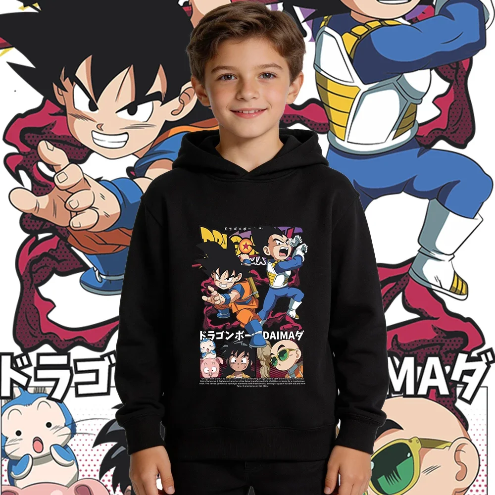 Dragon Ball Jugend Übergroßes Sport-Kapuzen-Sweatshirt - Saiyan Anime-Druck Atmungsaktiver Komfortabler Kinder-Mantel – Detail 4