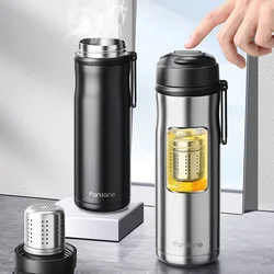 600ml Magnetic Tea Thermos Cup with Movable Filter Infuser Stainless Steel Vacuum Flask Keep Cold Hot Travel Business Car Gift