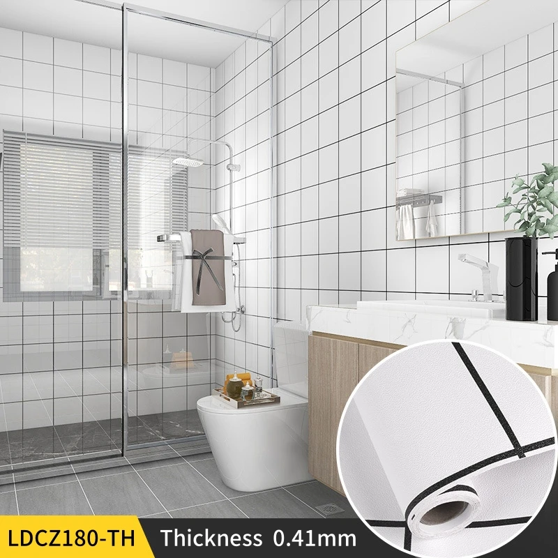 

0.42mm Thick Contact Paper Self Adhesive Wallpaper Peel and Stick Floor Tiles Waterproof Sticker for Wall Bathroom Kitchen Cover