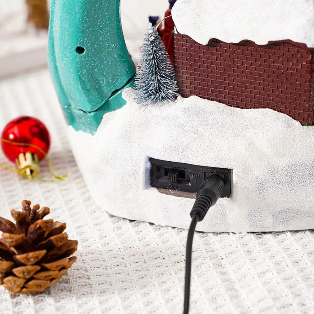 New Christmas Resin Fountain House Illuminated Snow Scene House Home Window Display Christmas Gift Home Display Decoration