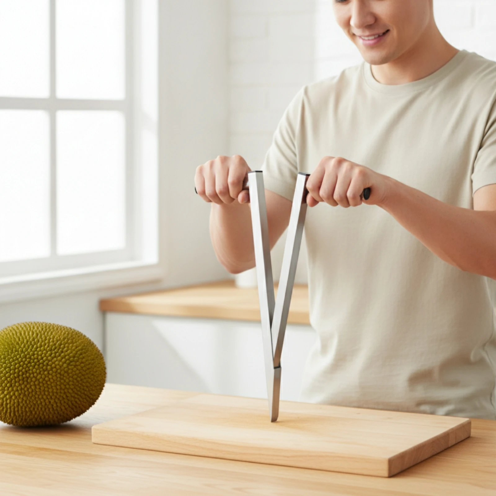 Jackfruit Cutter Pointed End Stainless Steel Jackfruit Cutter Kitchen Helper Lever-Style