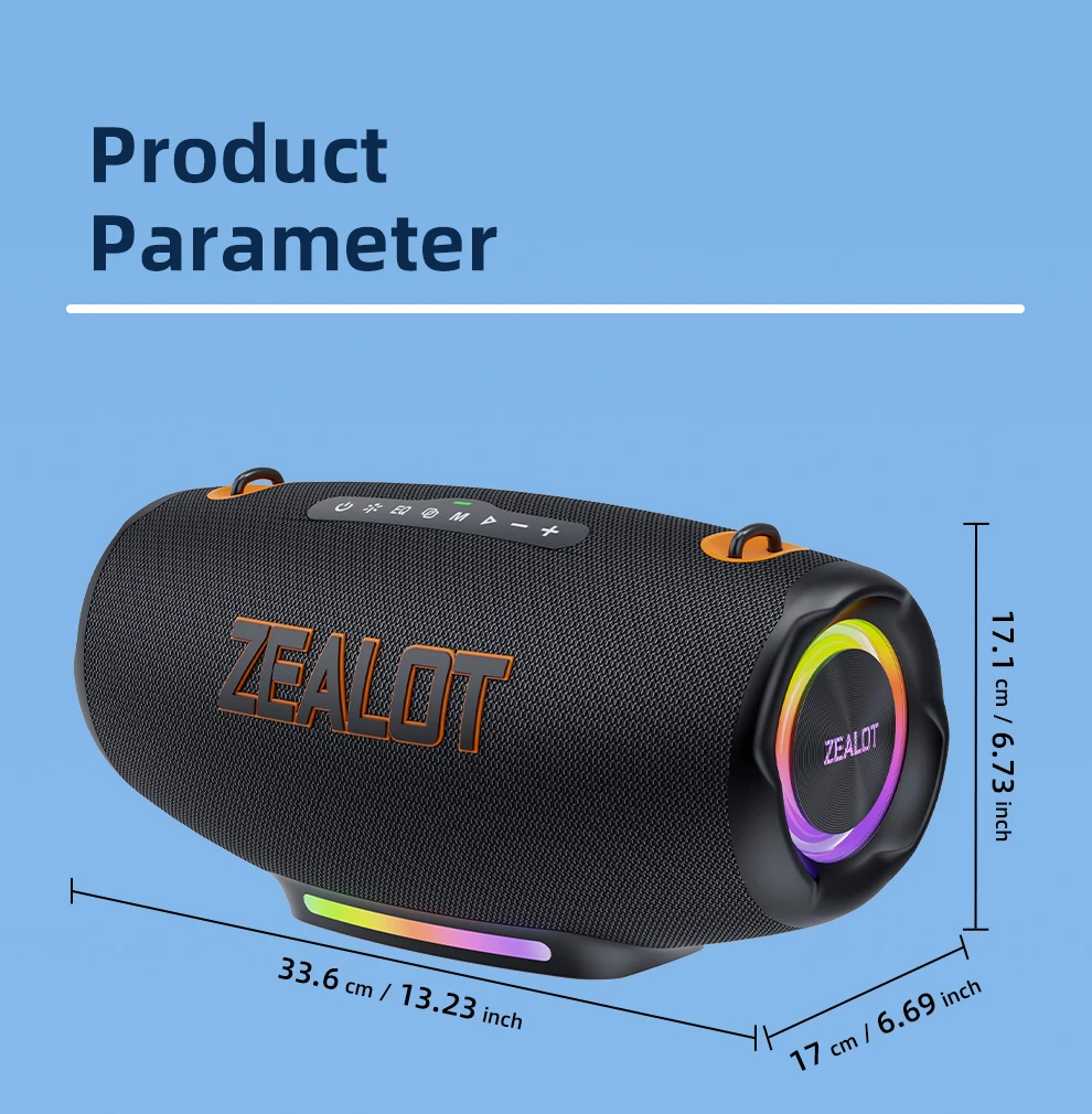 Zealot-S127 100W Tragbarer Subwoofer Bluetooth-Lautsprecher TF-Karte Outdoor-Stereo-Surround Wasserdichter Lautsprecher Kabellose Soundbox – Detail 1