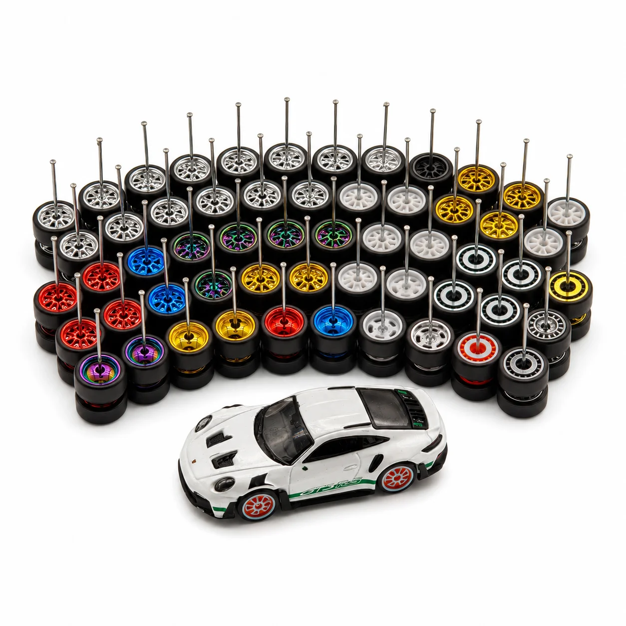 X-Scale 11mm 1/64 Modellauto Gummireifen und Felgen mit Metallachse für 1:64 Druckguss Miniatur-Spielzeugauto Modifikationsteile