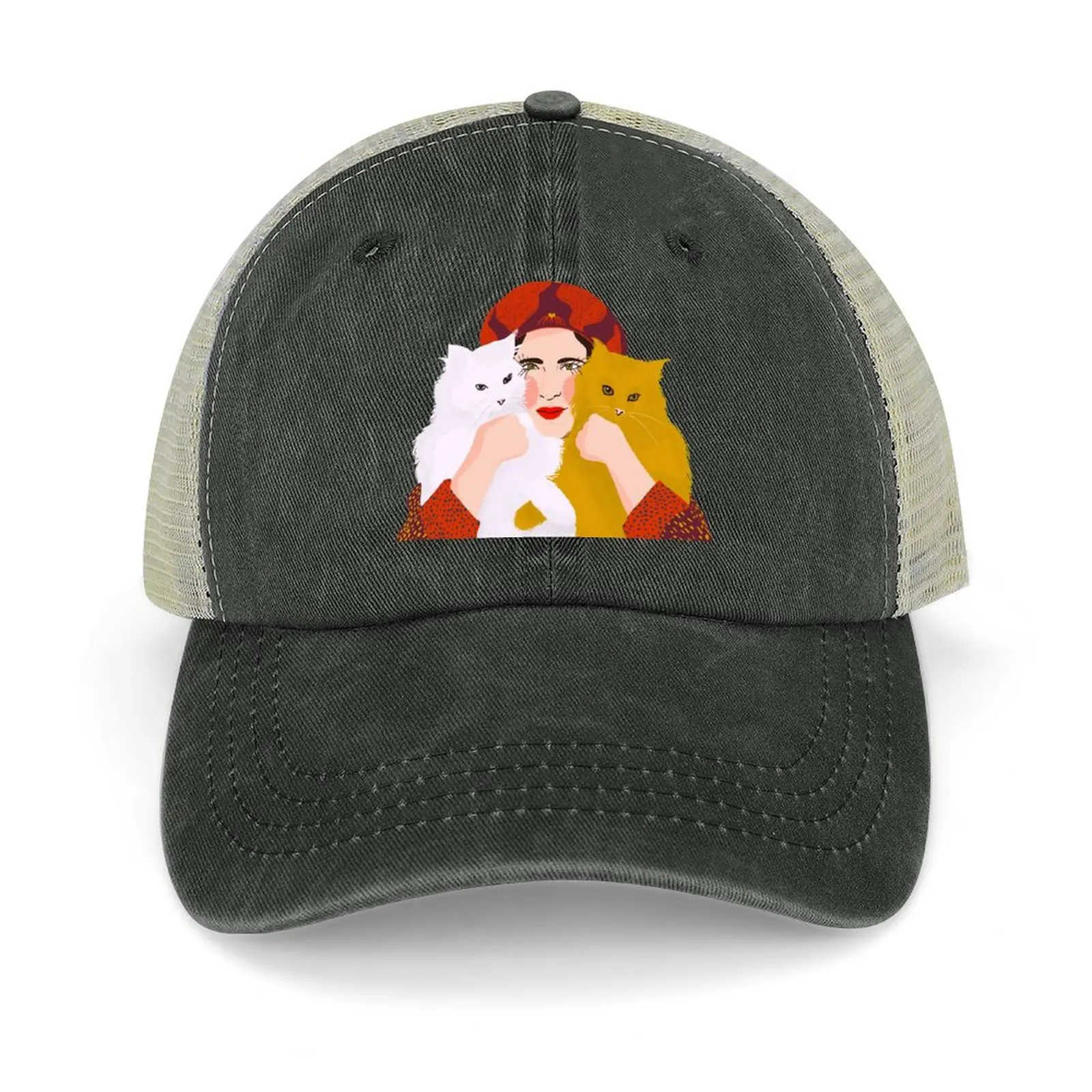 

Two Cats and a Hatted Lady Baseball Cap New In The Hat birthday Trucker Cap Custom Cap Mens Women's