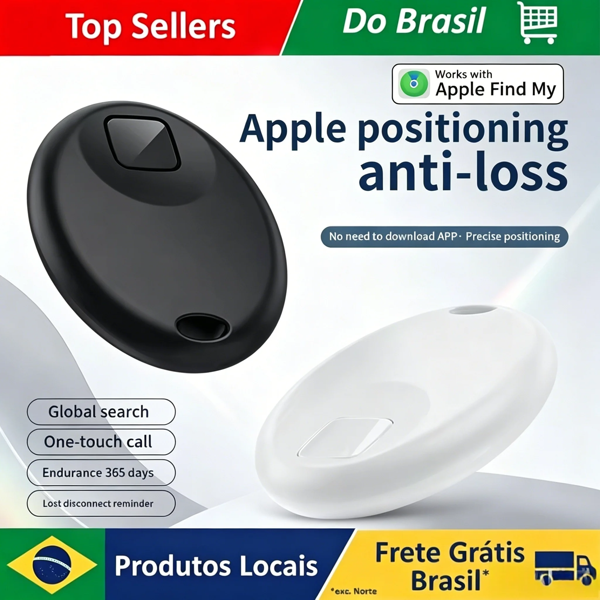 Etiqueta Inteligente Anti-Perda Bluetooth Mini Rastreador GPS Compatível com o Aplicativo Apple Find My Localizador de Posição com Alarme para Crianças, Animais de Estimação e Carteiras