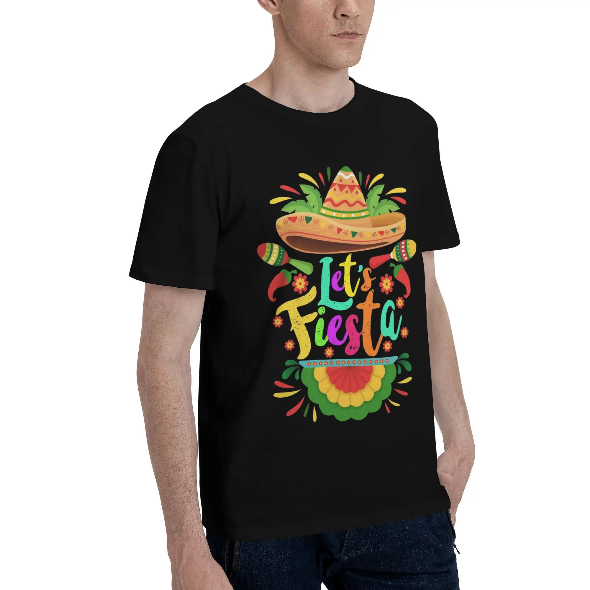 Let's Fiesta Cinco De Mayo  Tee Shirt for Men Women Gift T Shirts  100% Cotton Clothes