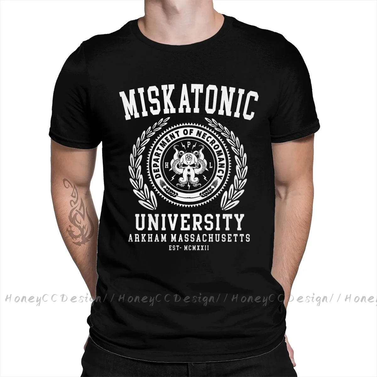 Cthulhu Lovecraft New Arrival T-Shirt MISKATONIC UNIVERSITY Shirt Crewneck Cotton Men TShirt For Adults Plus Size