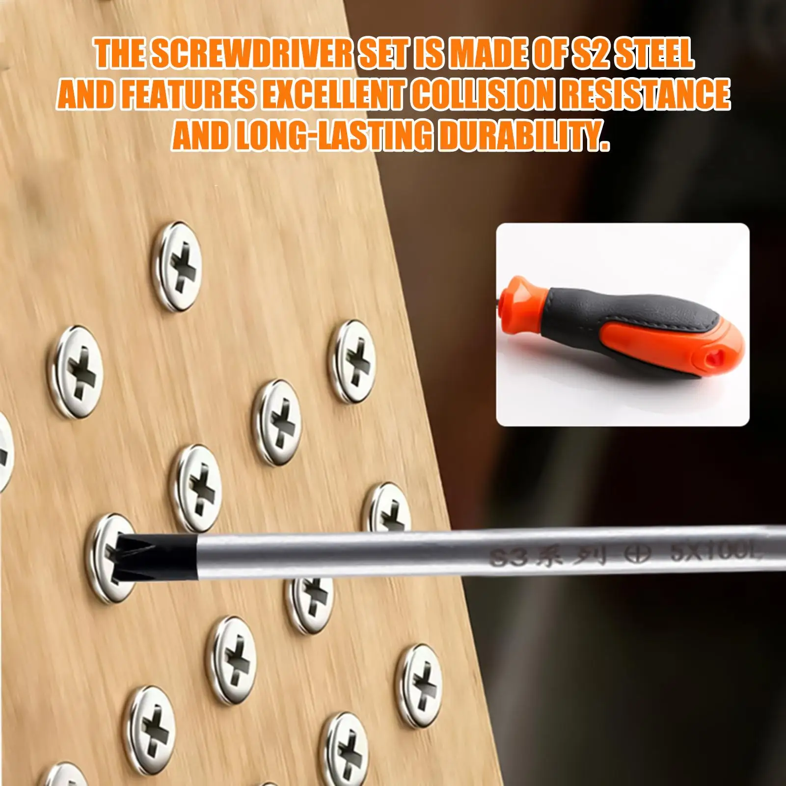 Screwdriver Set Magnetic Steel Slotted Telescopic Portable Non-Slip Repair 7-Piece Socket Screwdriver Home Repair for Furniture