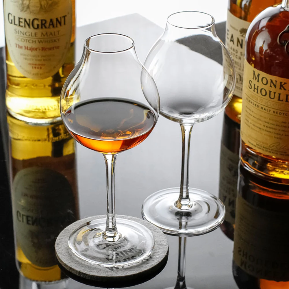 Cross-border closing tulip whiskey glass, brandy tasting glass, foreign liquor sampling glass, European-style large-belly high-s